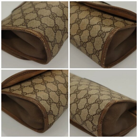 GUCCI GG Supreme Web Sherry Line Clutch Bag PVC Beige Gold 89 01 030 Auth 133336 - Picture 16 of 16